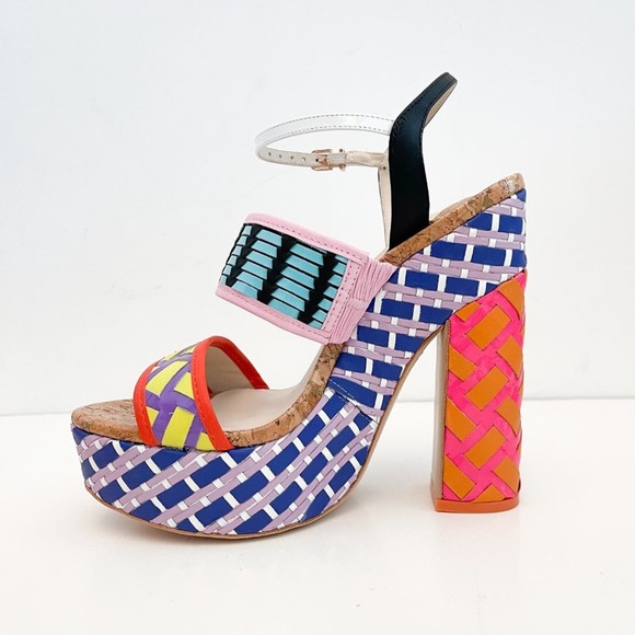 Sophia Webster Celia Platform Sandal Colorblock Multicolor Block Heel Rainbow - Picture 7 of 12